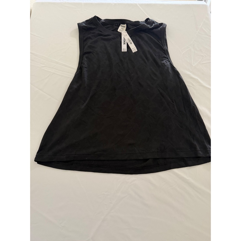 PINK Victoria's Secret Black Textured Tank Size XL New With Tags. NWT